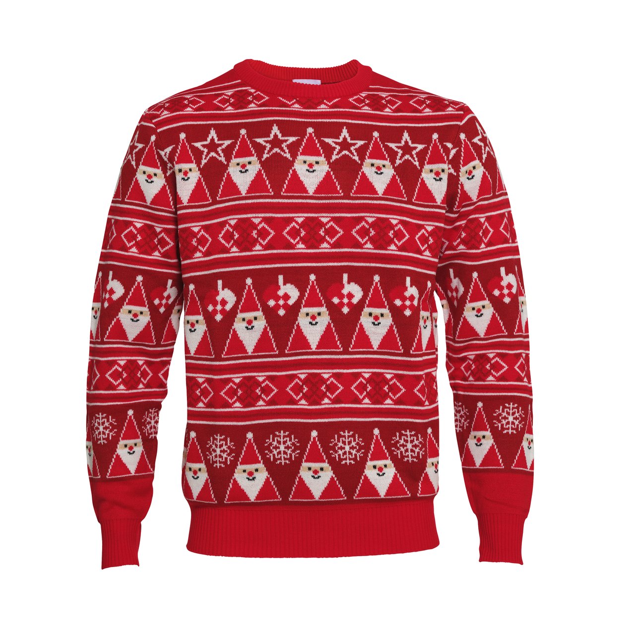 Un pull rouge de Noël avec des elfes dessus.